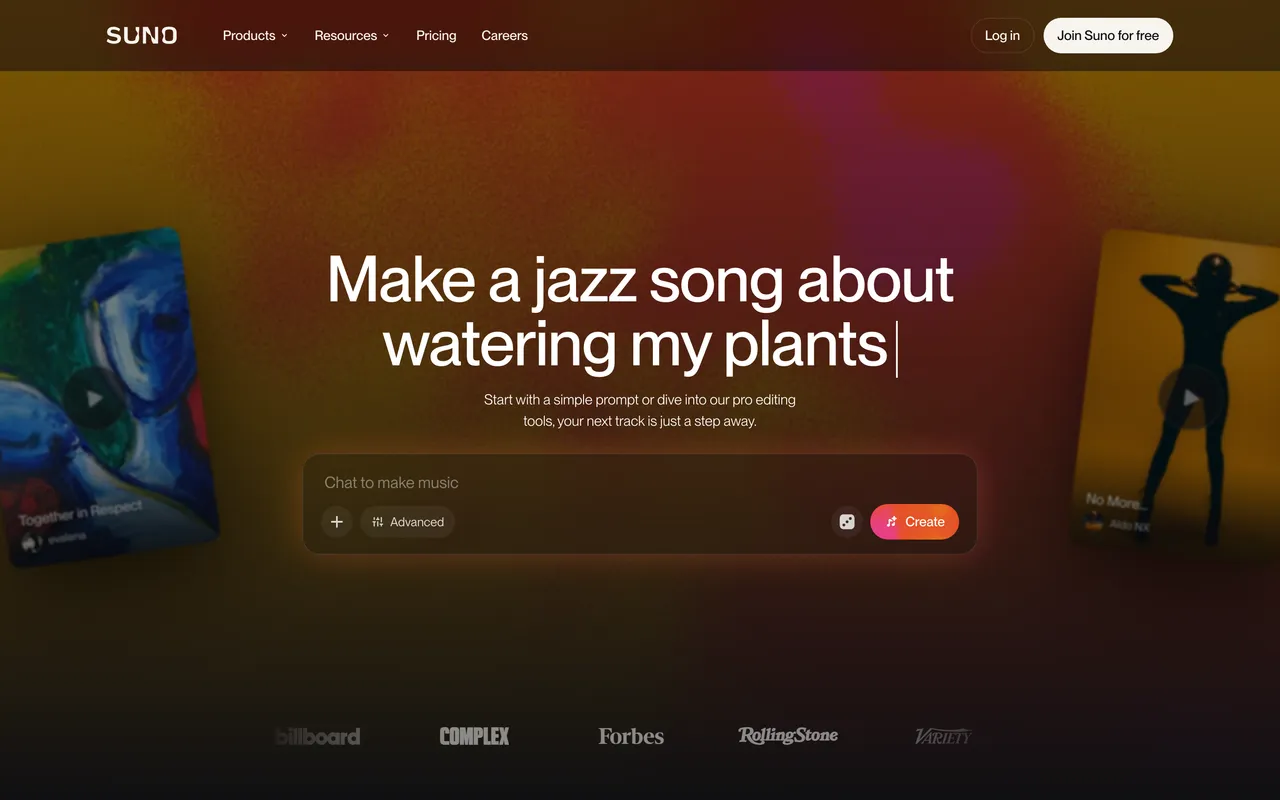 Suno AI website
