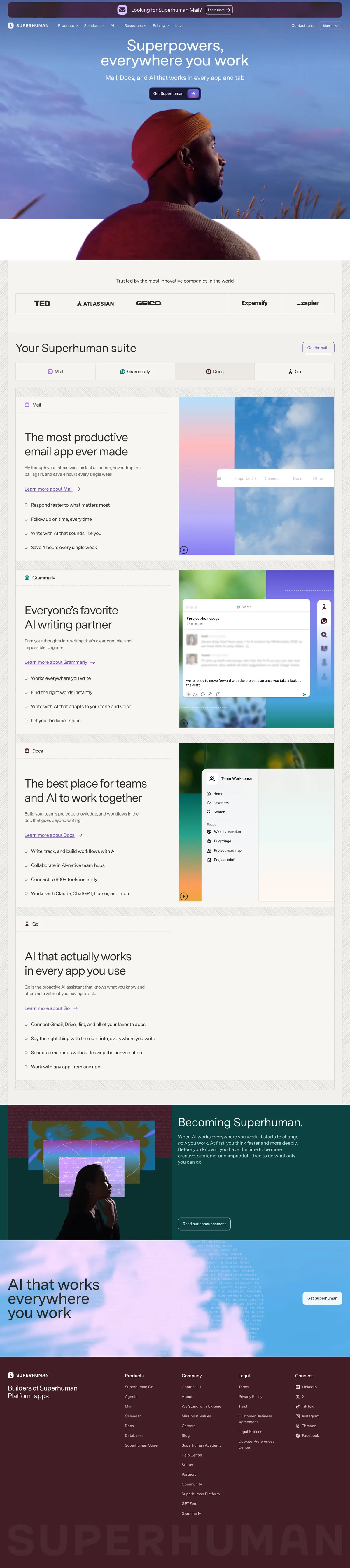 Full-page screenshot of Superhuman (superhuman.com)