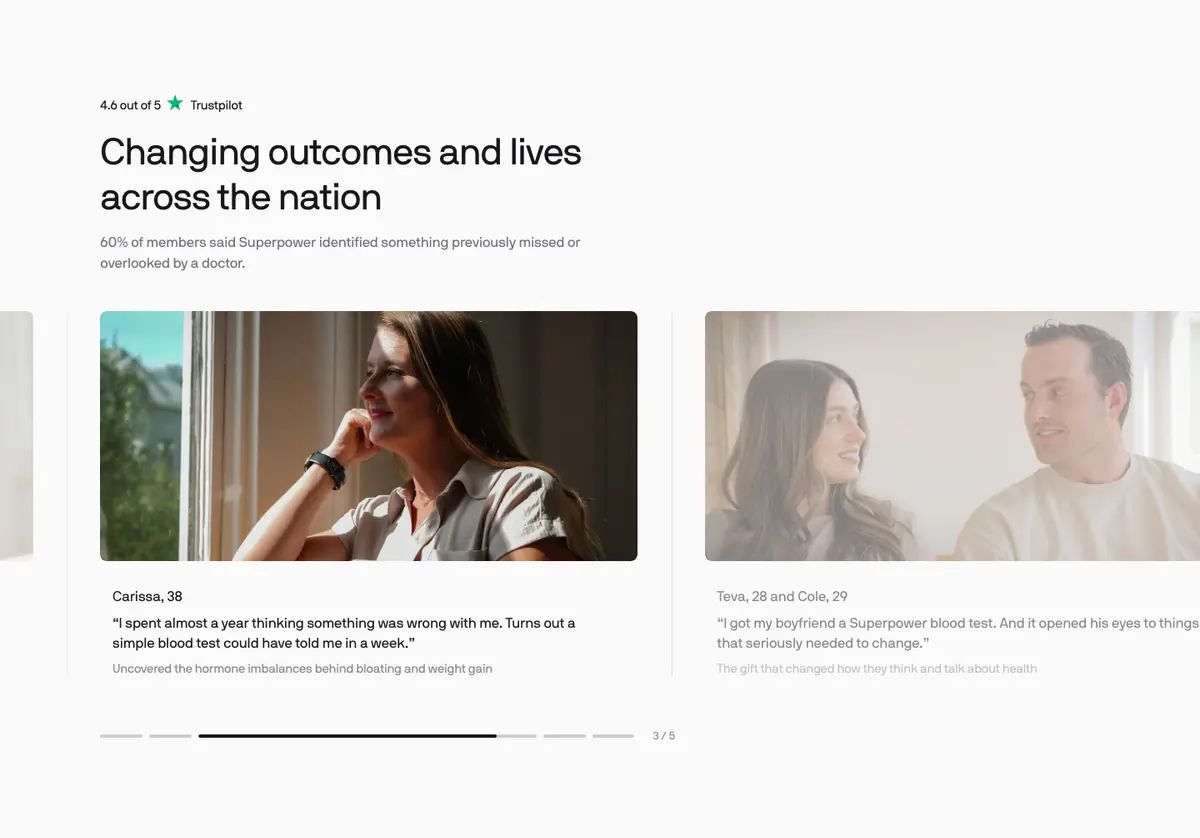Testimonials section of Superpower