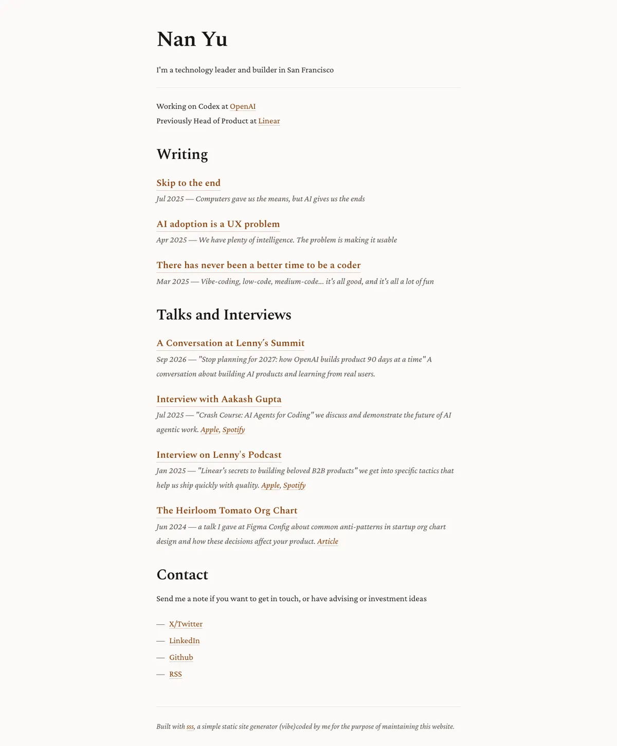 Full-page screenshot of Nan Yu (thenanyu.com)