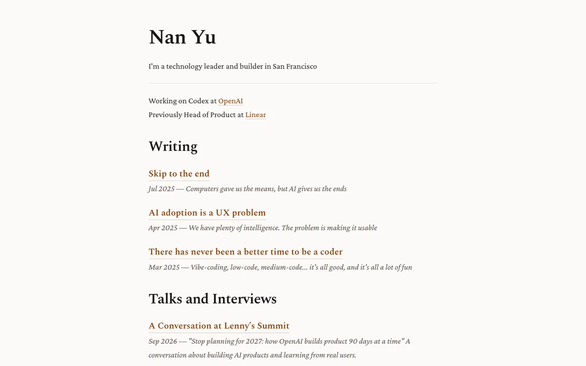 Nan Yu website