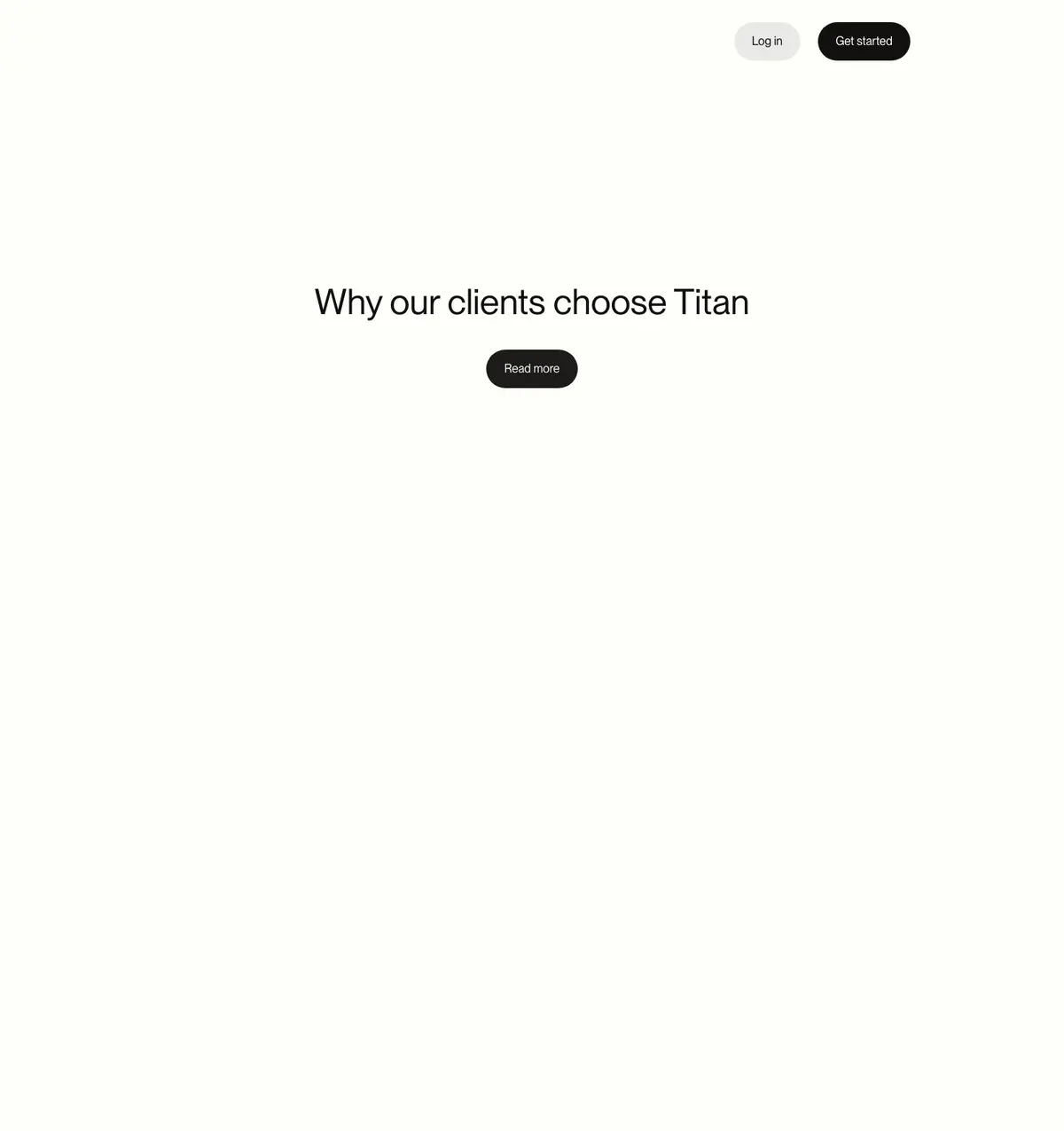 Call to action section of Titan