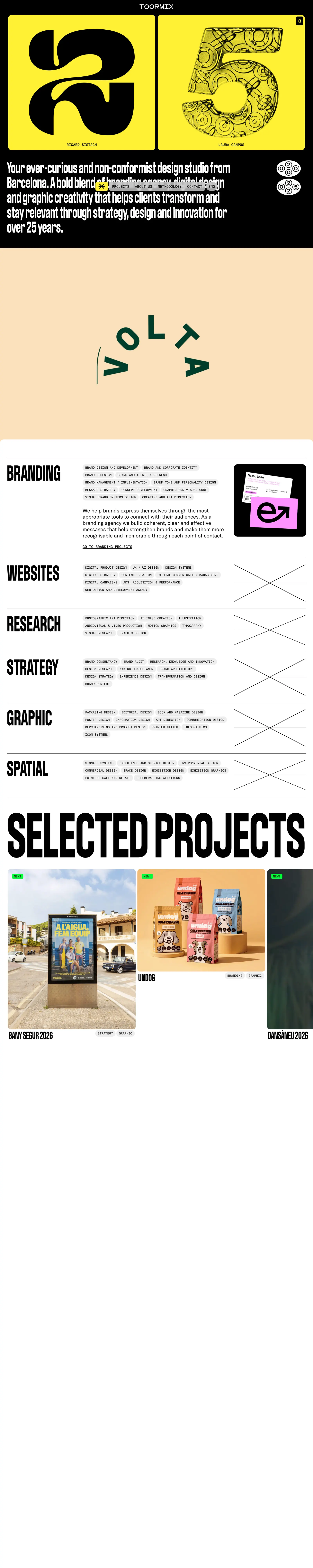 Full-page screenshot of Toormix, agencia de branding y diseño digital Barcelona (toormix.com)
