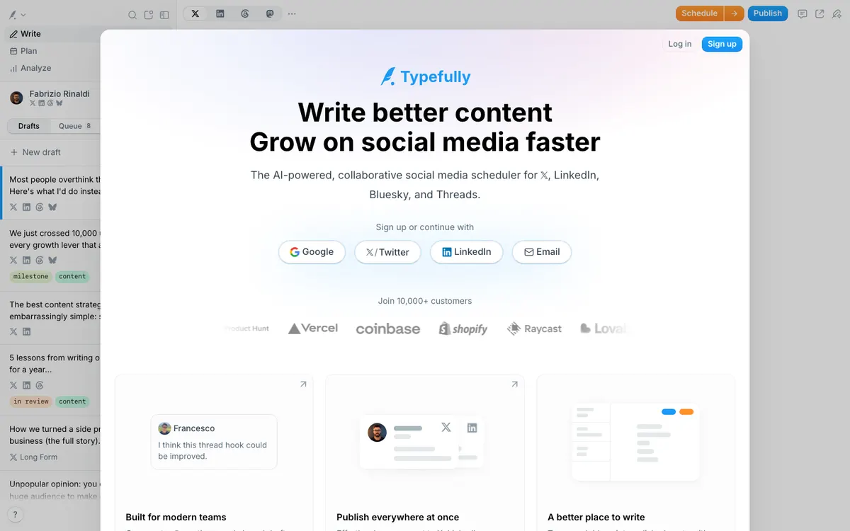 Full-page screenshot of Typefully (typefully.com)