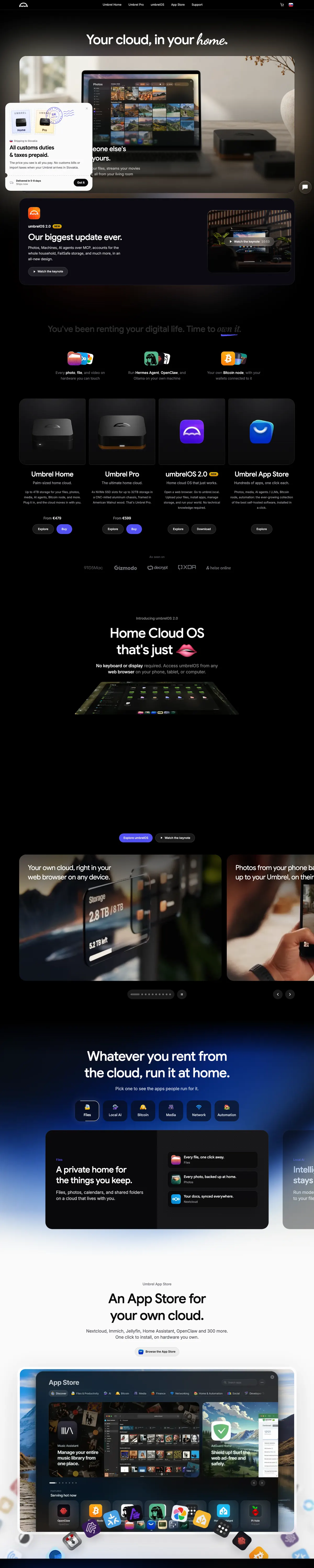 Full-page screenshot of Umbrel (umbrel.com)