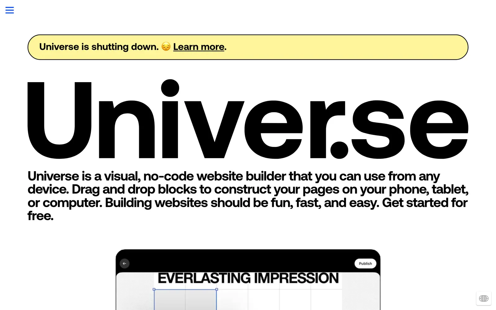 Full-page screenshot of Universe (univer.se)