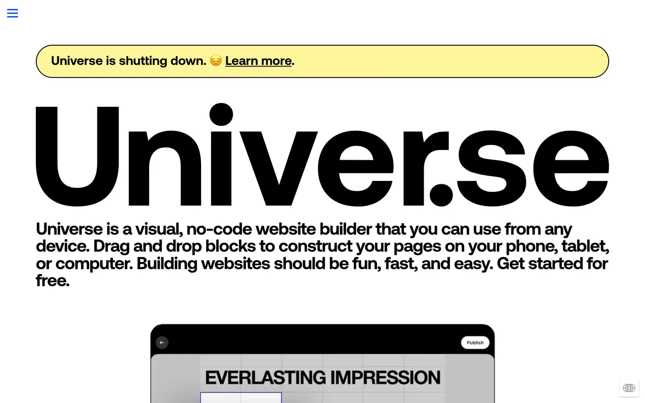 Universe website