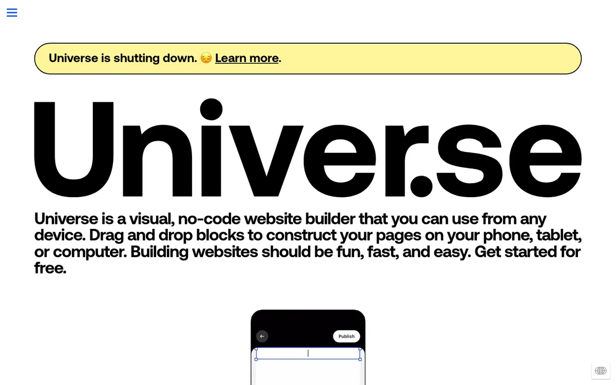 Universe website