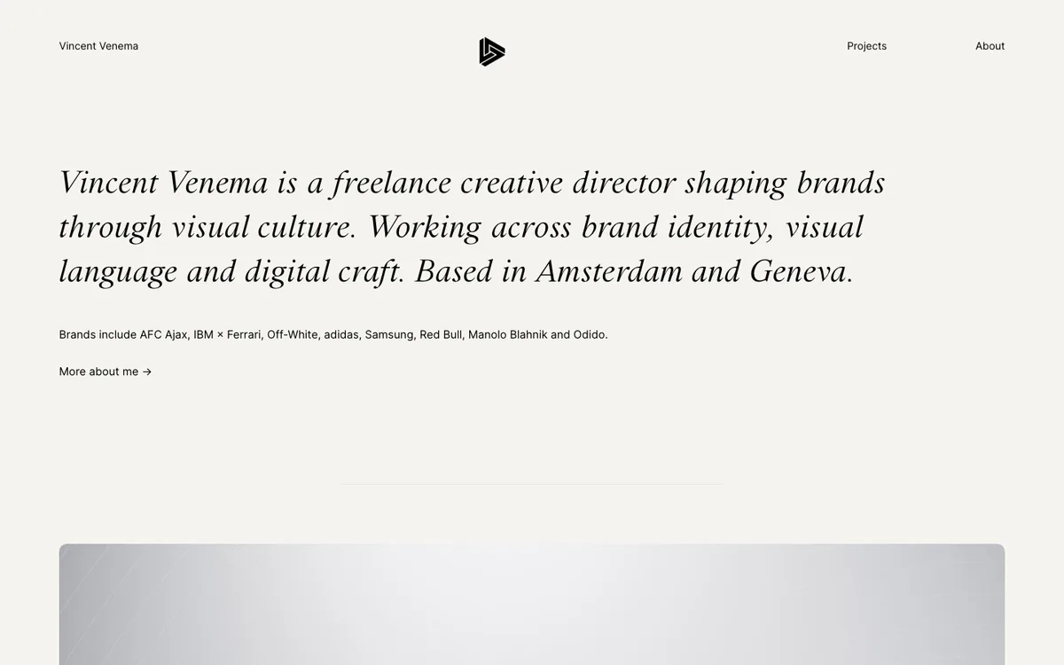 Vincent Venema is a independent multidisciplinary creative director website