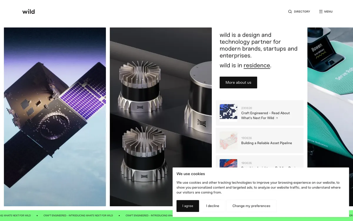 Full-page screenshot of wild. creating digital products for brands. (wild.as)