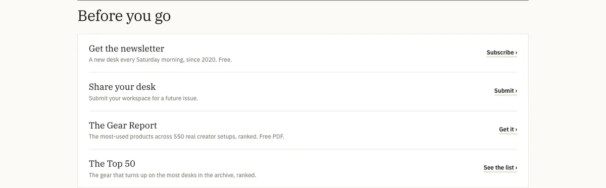 Call to action section of Workspaces